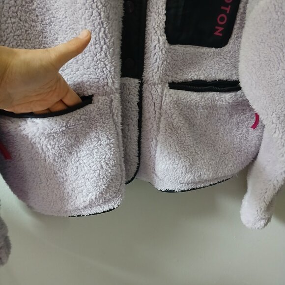 Peloton Women's Size Medium Caviar Warm Sherpa Sweater Long Sleeve Pocket Purple - Picture 10 of 15